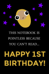 This Notebook Is Pointless Because You Can't Read... Happy 1st Birthday Notebook, Funny Gift For New... book cover